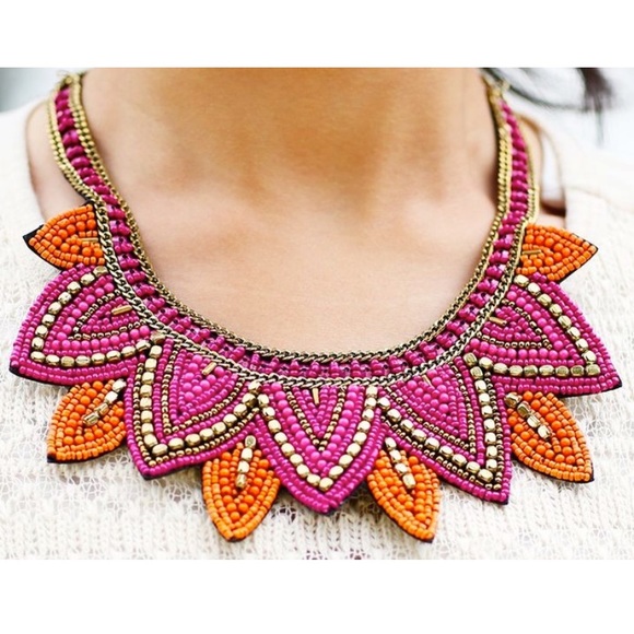 Charming Charlie Jewelry - CHARMING CHARLIE | 💗Pink Orange Gold Boho Beaded Moroccan Style Necklace